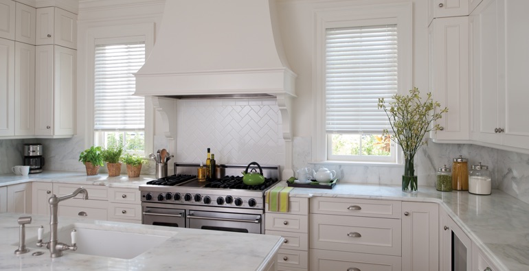 Austin kitchen white blinds